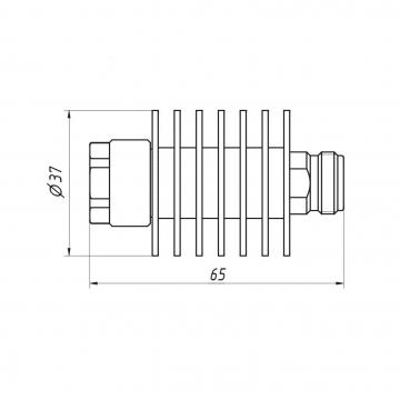 Аттенюатор коаксиальный с повышенным уровнем рассеиваемой мощности Д2П-18-25-01Р-01 фото 2