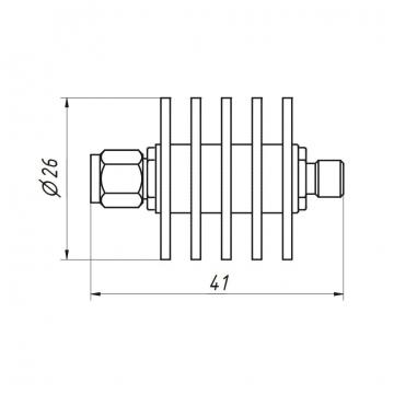 Аттенюатор коаксиальный с повышенным уровнем рассеиваемой мощности Д2П-26-40-13Р-13 фото 2