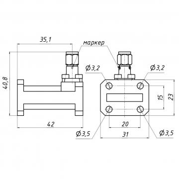 Переход коаксиально-волноводный ПКВ1-03-23х5 фото 2