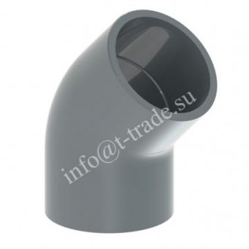 Колено 45°, GF, PVC-U, метрическое (721150112, PN16, d75, раструб - раструб) фото 1