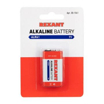 Батарейка REXANT 30-1061 алкалиновая 6LR61, 9B, 1 шт, «Kрона» фото 3