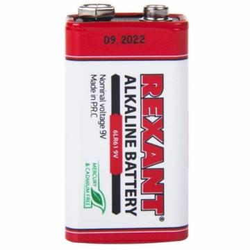 Батарейка REXANT 30-1061 алкалиновая 6LR61, 9B, 1 шт, «Kрона» фото 1