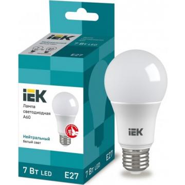 Лампа светодиодная IEK A60 7Вт 4000К Е27 Шар [LLE-A60-7-230-40-E27] фото 1