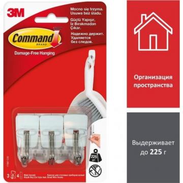 Крючок для столовых приборов 3M Command (17067) белый 3 шт./4 бел.полоски [7100107762] фото 1