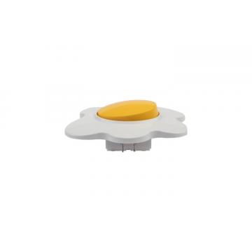 Выключатель Kranz KR-78-0630 двухклавишный HAPPY с/у, Яичница, желтый/белый фото 2