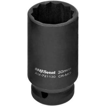 Головка торцевая ударная 12-ти гранная AV Steel AV-721130  1/2", удлиненная, 30 мм фото 1