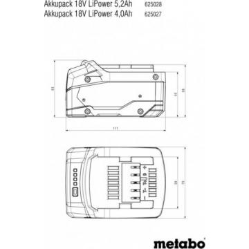 Аккумулятор METABO 18 V 5.2 Ач Li-Power Extreme CAS [625028000] фото 3