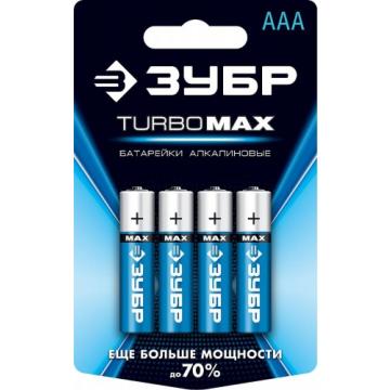 Батарейка ЗУБР Turbo-MAX тип AAA, 4 шт. [59203-4C_z01] фото 1