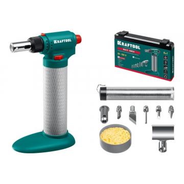 Паяльник газовый KRAFTOOL MULTI TORCH горелка, фен, пьезоподжиг,набор 8-в-1 [55506-H8] фото 1