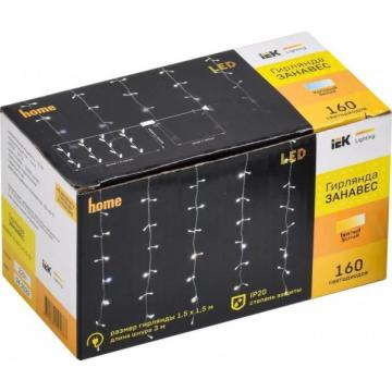 Гирлянда IEK LIGHTING занавес 1,5х1,5м, 160 светодиодов, теплый белый свет IP20 [LGDB201-1-160-L1-T-S-20] фото 1