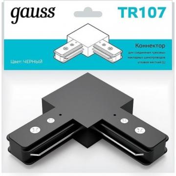 Коннектор GAUSS TR107 для трековых шинопроводов угловой (l) черный фото 1