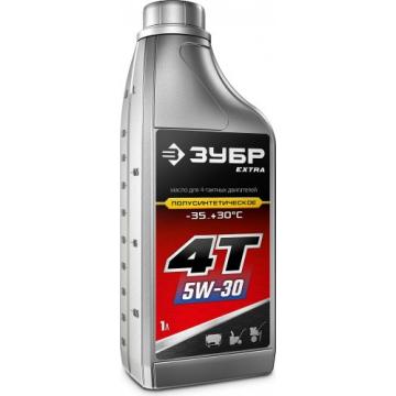 Масло для 4-тактных бензиновых двигателей ЗУБР EXTRA 4Т-5W30 полусинтетическое 1 л. [70612-1] фото 1