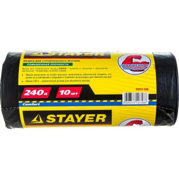 Мешок строительный STAYER Comfort мешки для мусора особопрочные, черные, 240л, 10шт [39157-240] фото 1