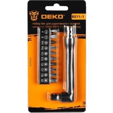 Набор бит DEKO BS11-1 для шуруповерта с угловой насадкой (11 предметов) [065-0589] фото 1