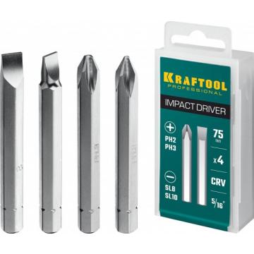 Набор бит KRAFTOOL для ударной отвертки 75 мм 4 шт. [25552] фото 1
