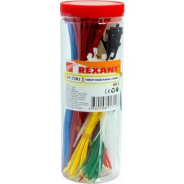 Набор хомутов REXANT 100, 200 мм, цветные нх-2, тубус 300 шт. [07-7202] фото 1