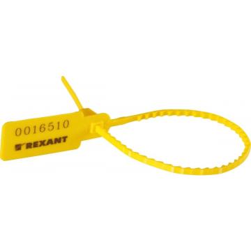 Пломба REXANT 07-6122 ( 50 штук ) пластиковая, номерная, 255мм, зубчатая, желтая [07-6122] фото 1