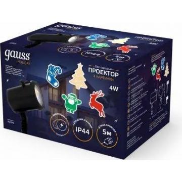 Проектор светодиодный GAUSS HL093 "4 картинки", анимированные картинки ip44 фото 1