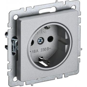 Розетка IEK BRITE РС14-1-0 16а защ. шторки алюм. [BR-R14-16-K47] фото 1