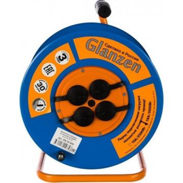 Удлинитель на катушке GLANZEN EB-30-009 КГ 3х1,5  30м (металлическая катушка) фото 1