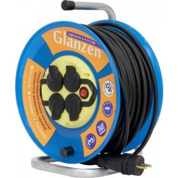 Удлинитель на катушке GLANZEN EB-40-011 силовой КГ 3х2,5 ip44 с выкл. 4 гн. фото 1